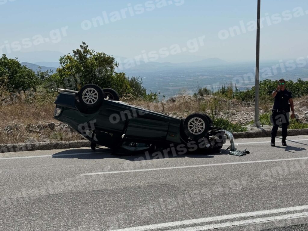 Τροχαίο ατύχημα με εκτροπή – Τούμπαρε αυτοκίνητο στη Μελούνα (ΦΩΤΟ)