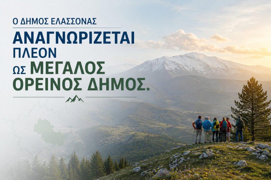 Επίσημη αναγνώριση του Δήμου Ελασσόνας ως ορεινού δήμου – Σημαντική εξέλιξη
